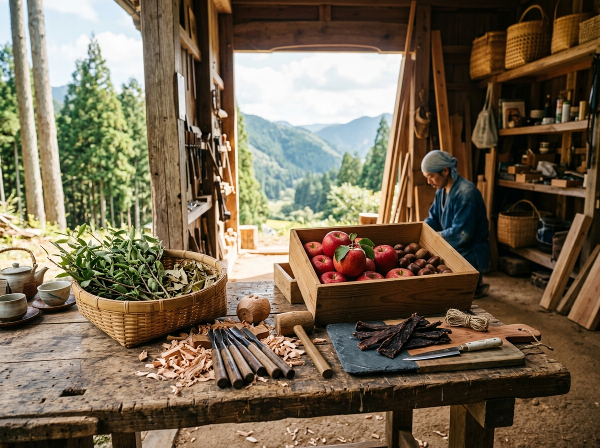 Atelier artisanal de gibier, tisanes de Kuromoji et pommes d'altitude à Kumakogen